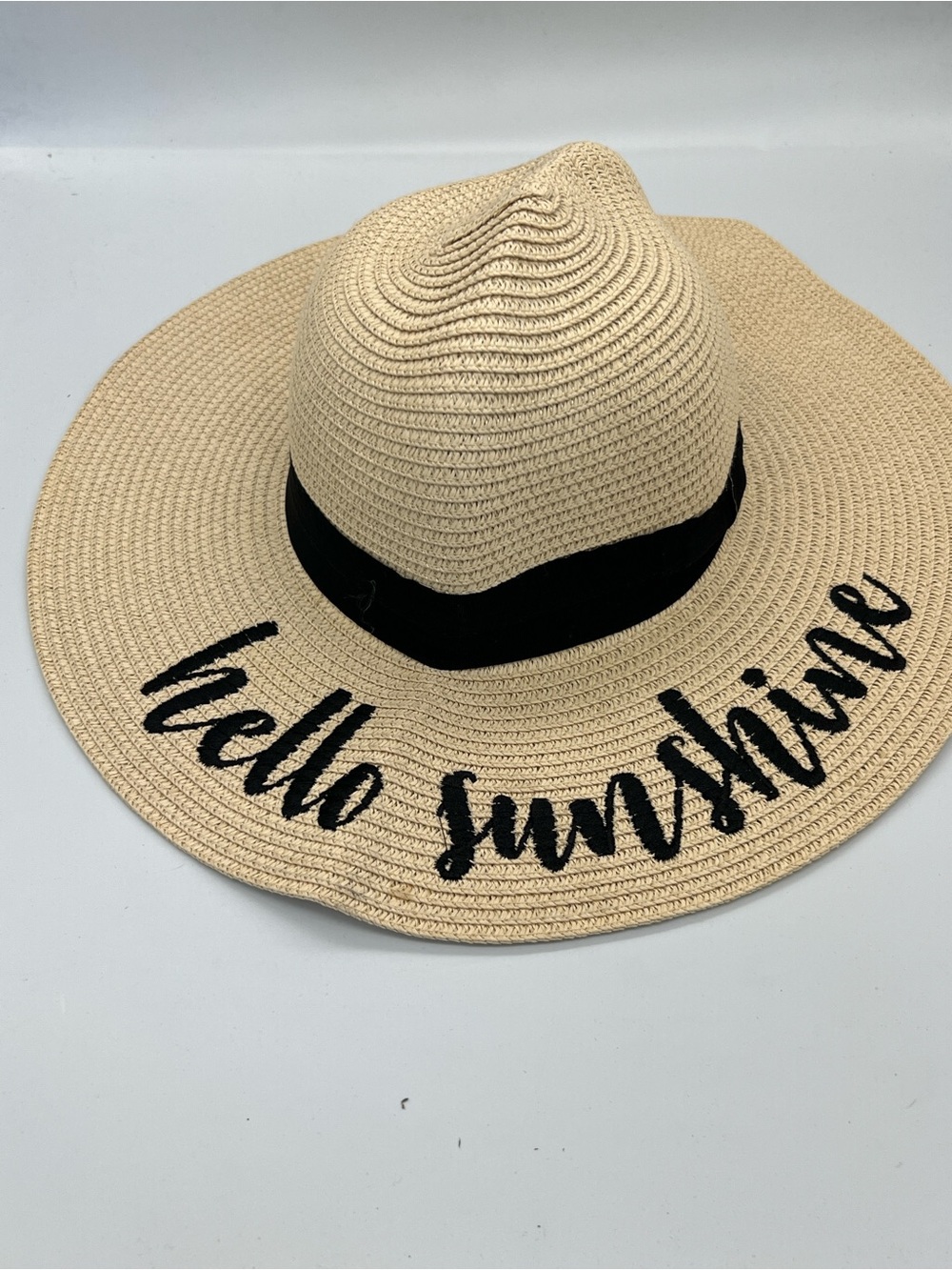 Hello Sunshine Brook + Bay Straw Sun Hat with Black Band - Accessories